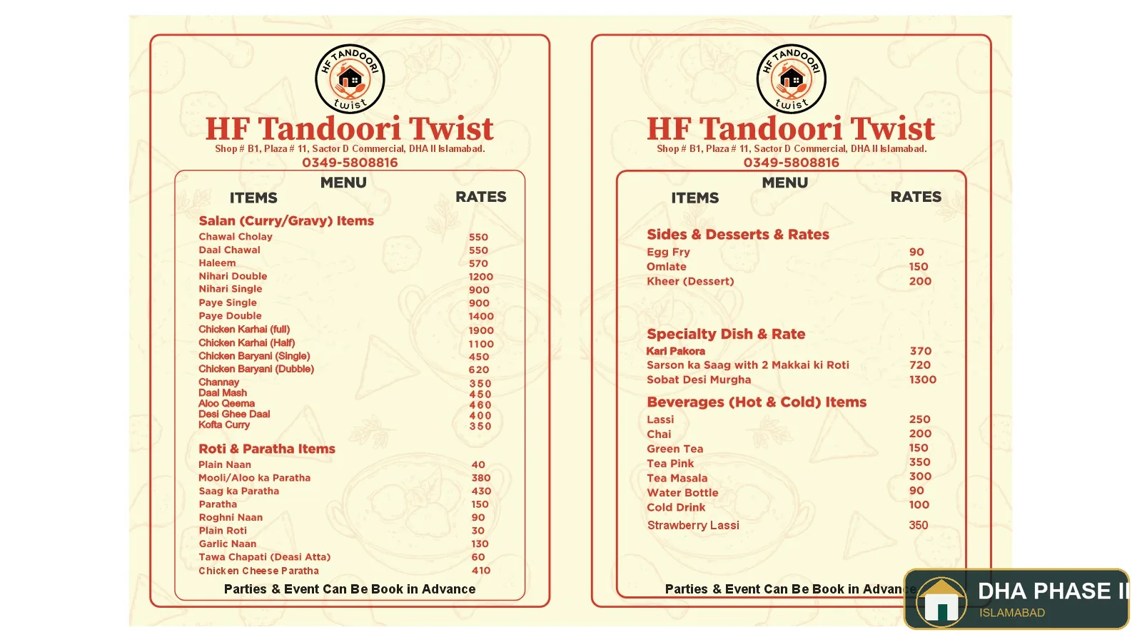 HF tandoori twist in DHA Phase II Islamabad