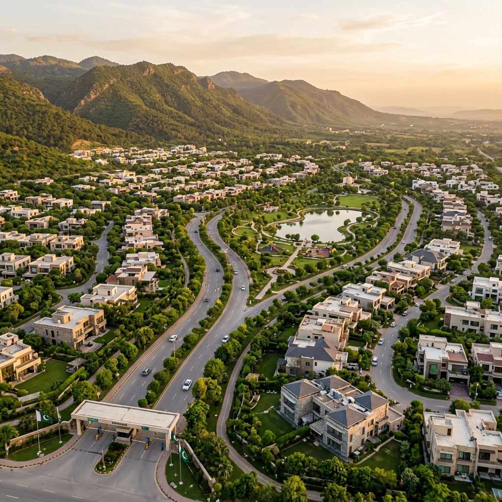 Aerial view of DHA Phase 2 Islamabad residential community