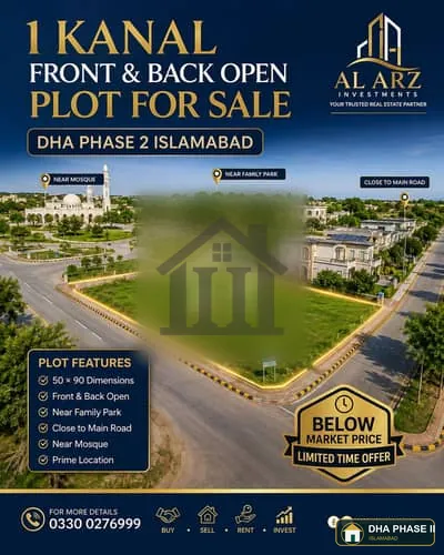 Plot For Sale On Investor Price,Front Back Open Near To Family Bee Park Sector B Dha Phase 2